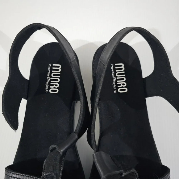 NEW Munro Mel T-Strap Sandal Womens 9 NARROW WIDTH Black Leather Lug Sole - Picture 8 of 13